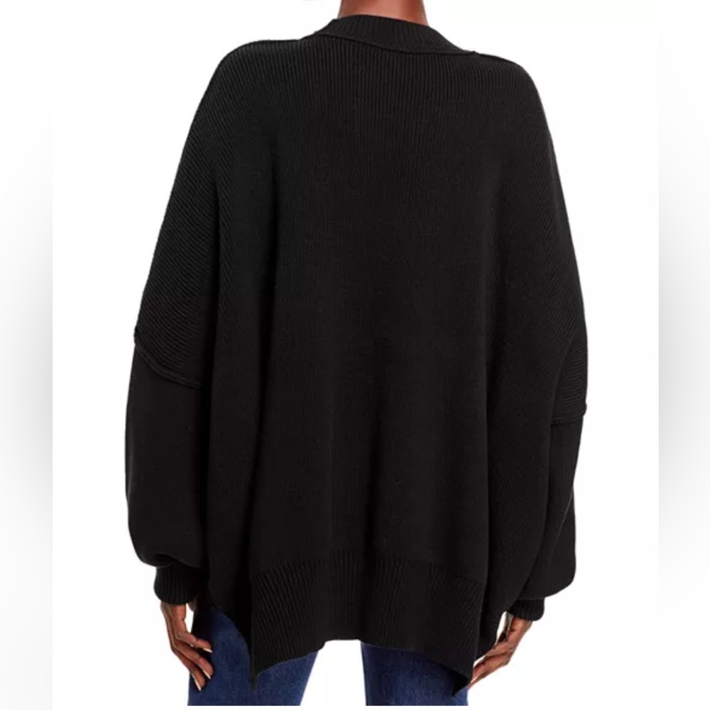 550. LAST 1! Oversized Rib Black Crewneck Tunic Cozy Long Sleeve sweater - Picture 6 of 6